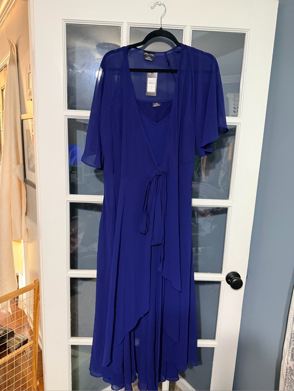 City Chic Royal Blue Tie-Front Midi Dress